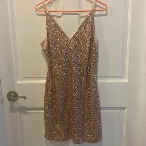 Ladies Special Occasion Prom Wedding Gold Sparkle dress